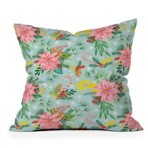 Jacqueline Maldonado Festive Floral bright Outdoor Throw Pillow
