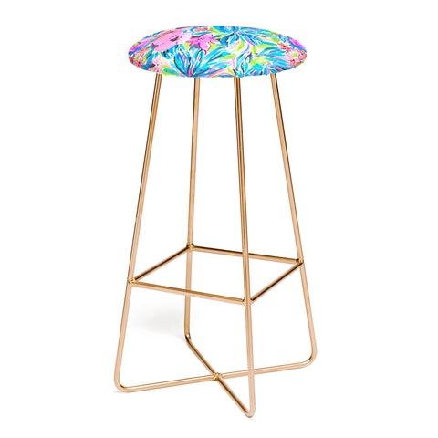 Jacqueline Maldonado Flaunting Floral Aqua Bar Stool