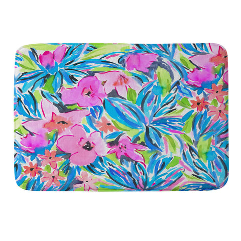 Jacqueline Maldonado Flaunting Floral Aqua Memory Foam Bath Mat