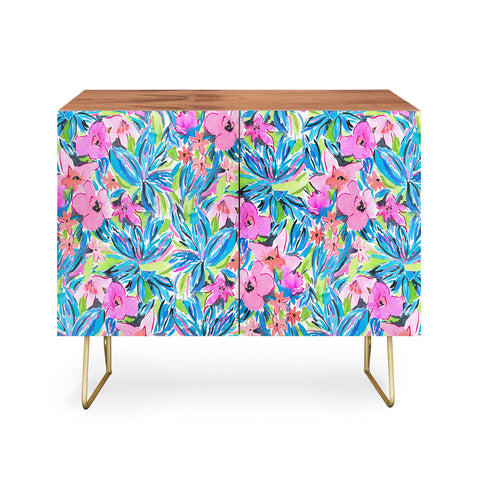 Jacqueline Maldonado Flaunting Floral Aqua Credenza