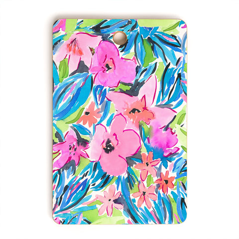 Jacqueline Maldonado Flaunting Floral Aqua Cutting Board Rectangle