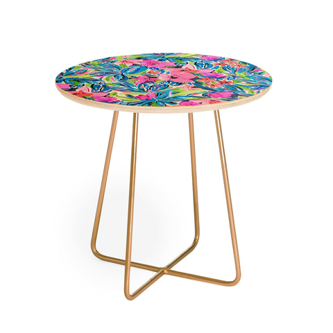 Jacqueline Maldonado Flaunting Floral Aqua Round Side Table