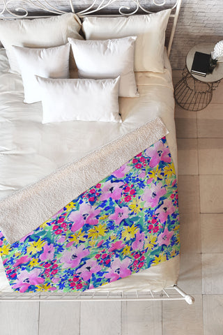 Jacqueline Maldonado Floreale Blue Fleece Throw Blanket