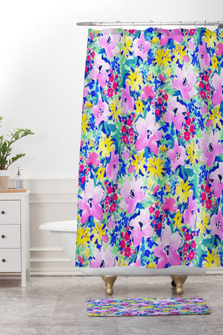 Jacqueline Maldonado Floreale Blue Shower Curtain And Mat