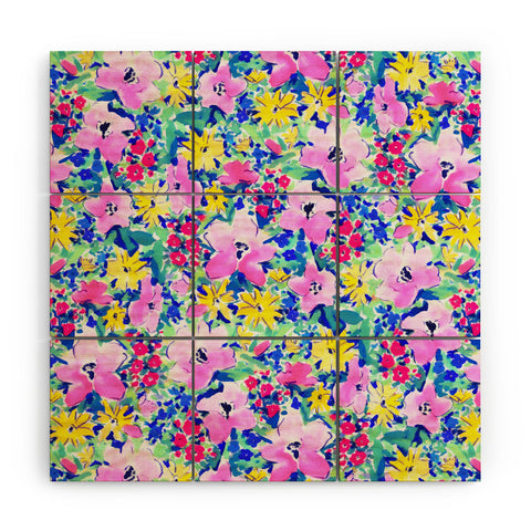 Jacqueline Maldonado Floreale Blue Wood Wall Mural