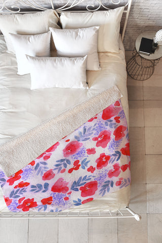 Jacqueline Maldonado Floret Red Fleece Throw Blanket