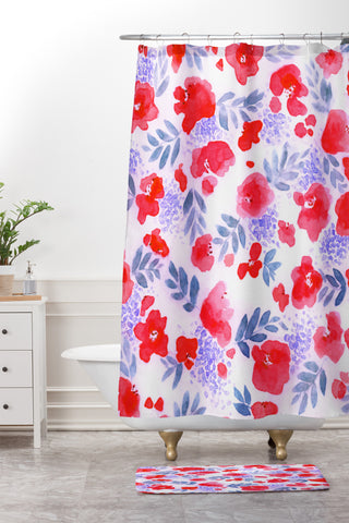 Jacqueline Maldonado Floret Red Shower Curtain And Mat