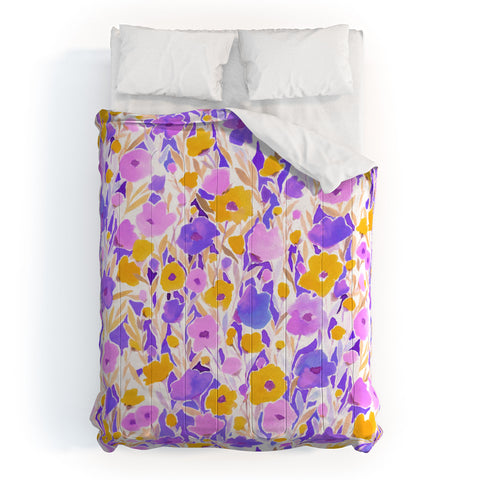 Jacqueline Maldonado Flower Field Lilac Yellow Comforter