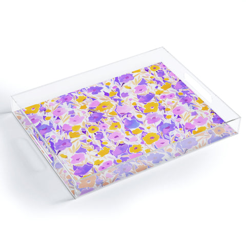Jacqueline Maldonado Flower Field Lilac Yellow Acrylic Tray