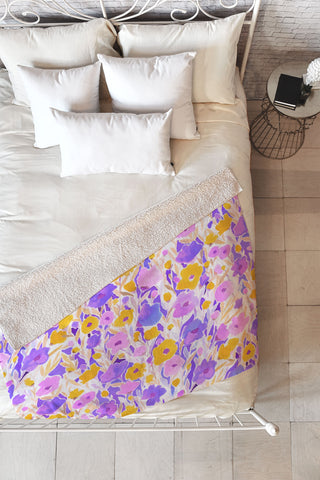 Jacqueline Maldonado Flower Field Lilac Yellow Fleece Throw Blanket