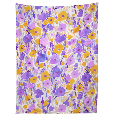 Jacqueline Maldonado Flower Field Lilac Yellow Tapestry