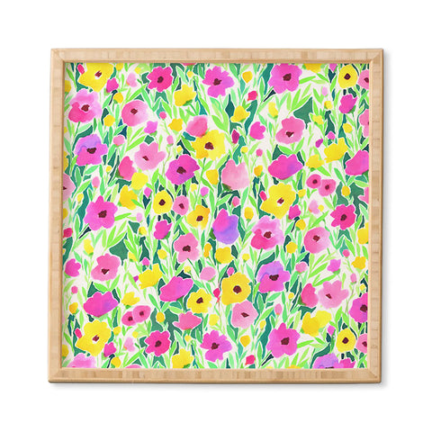 Jacqueline Maldonado Flower Field Pink Yellow Framed Wall Art