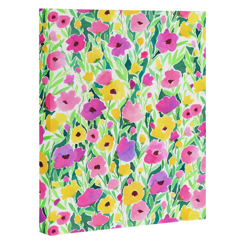 Jacqueline Maldonado Flower Field Pink Yellow Art Canvas