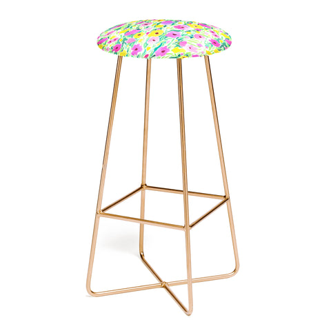 Jacqueline Maldonado Flower Field Pink Yellow Bar Stool