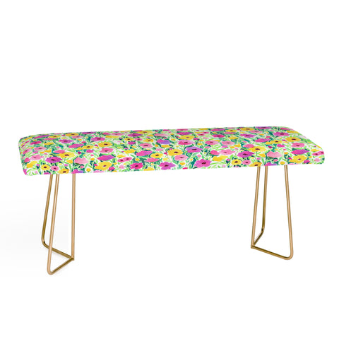 Jacqueline Maldonado Flower Field Pink Yellow Bench