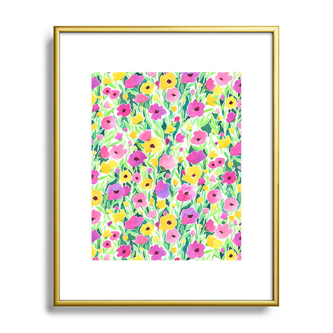 Jacqueline Maldonado Flower Field Pink Yellow Metal Framed Art Print