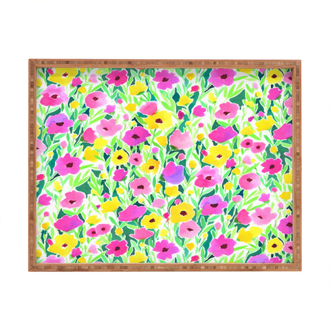 Jacqueline Maldonado Flower Field Pink Yellow Rectangular Tray