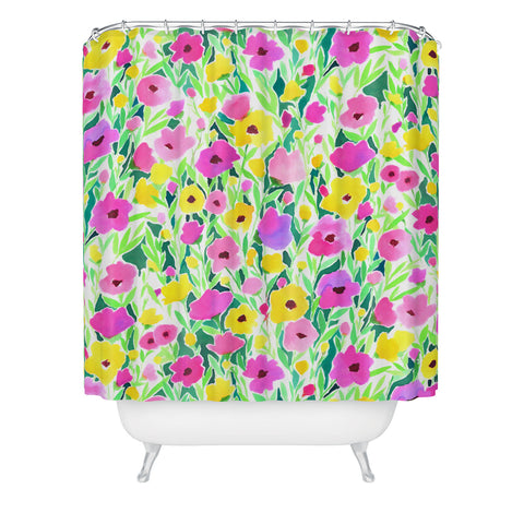 Jacqueline Maldonado Flower Field Pink Yellow Shower Curtain