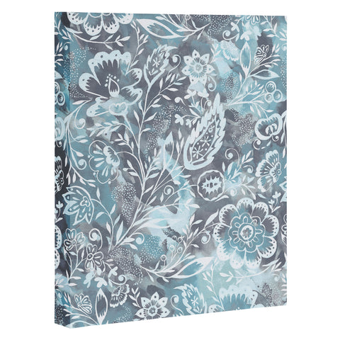 Jacqueline Maldonado Folk Floral Grey Art Canvas