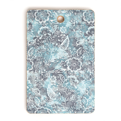 Jacqueline Maldonado Folk Floral Grey Cutting Board Rectangle