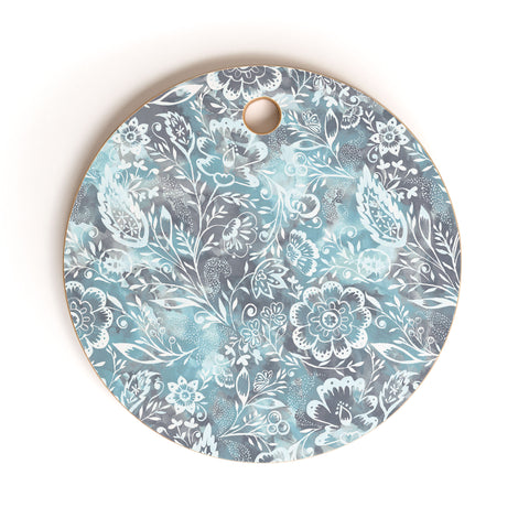 Jacqueline Maldonado Folk Floral Grey Cutting Board Round