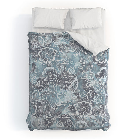 Jacqueline Maldonado Folk Floral Grey Duvet Cover