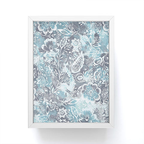 Jacqueline Maldonado Folk Floral Grey Framed Mini Art Print