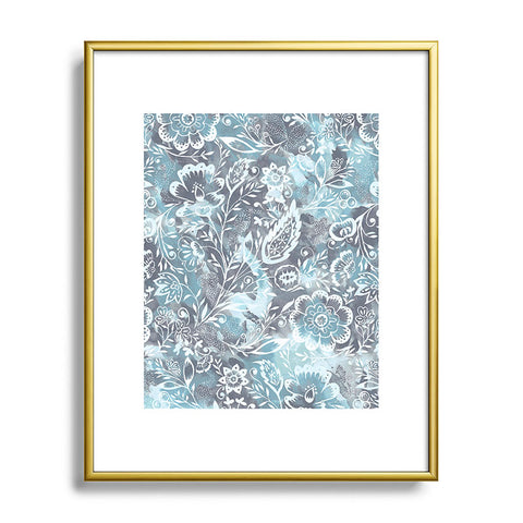 Jacqueline Maldonado Folk Floral Grey Metal Framed Art Print