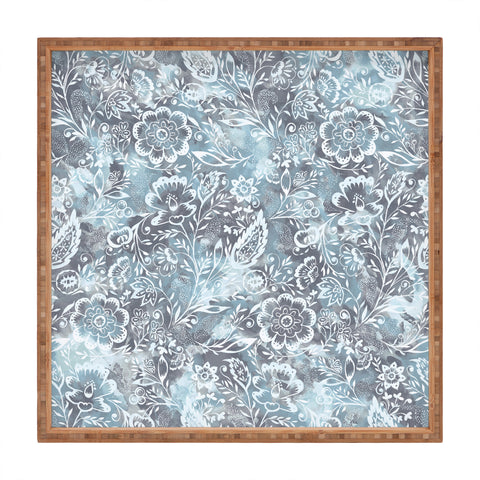 Jacqueline Maldonado Folk Floral Grey Square Tray