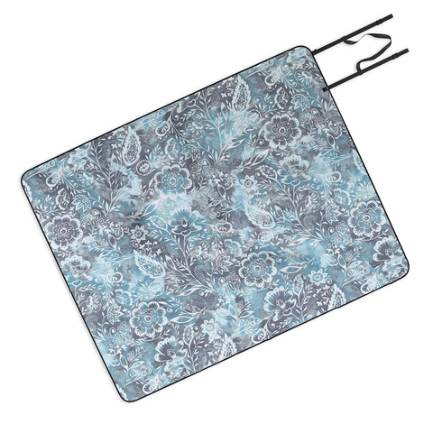 Jacqueline Maldonado Folk Floral Grey Picnic Blanket