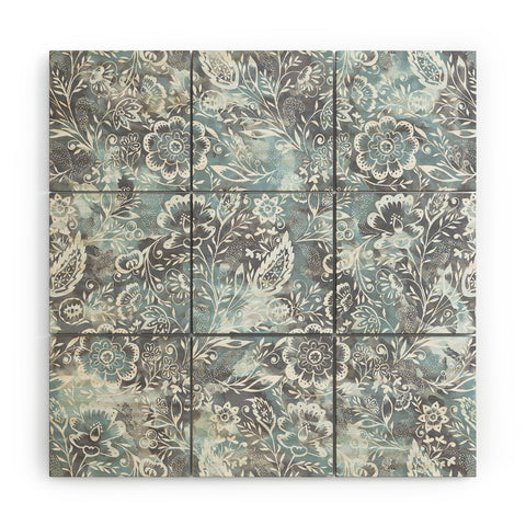 Jacqueline Maldonado Folk Floral Grey Wood Wall Mural
