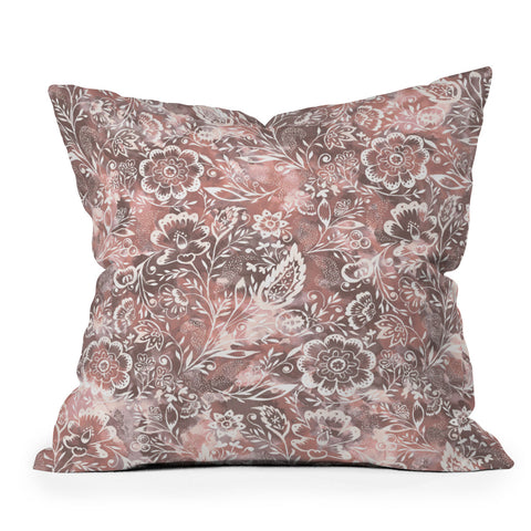 Jacqueline Maldonado Folk Floral Natural Throw Pillow