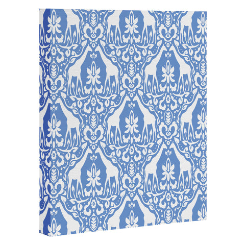 Jacqueline Maldonado Giraffe Damask Pale Blue Art Canvas