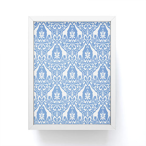 Jacqueline Maldonado Giraffe Damask Pale Blue Framed Mini Art Print
