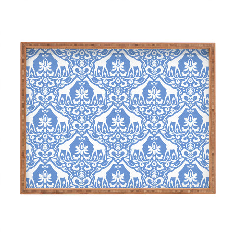 Jacqueline Maldonado Giraffe Damask Pale Blue Rectangular Tray