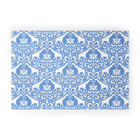Jacqueline Maldonado Giraffe Damask Pale Blue Welcome Mat