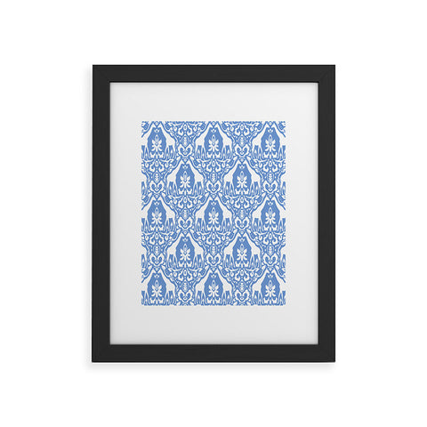 Jacqueline Maldonado Giraffe Damask Pale Blue Framed Art Print