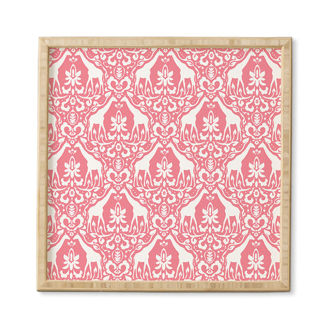 Jacqueline Maldonado Giraffe Damask Salmon Pink Framed Wall Art