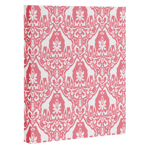 Jacqueline Maldonado Giraffe Damask Salmon Pink Art Canvas