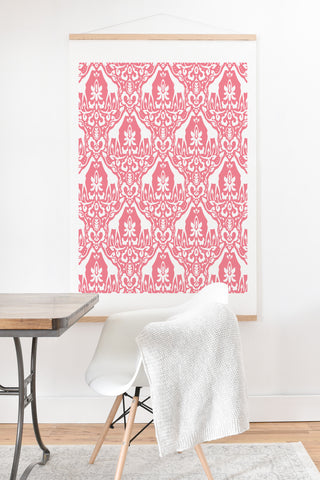 Jacqueline Maldonado Giraffe Damask Salmon Pink Art Print And Hanger