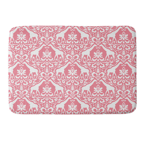 Jacqueline Maldonado Giraffe Damask Salmon Pink Memory Foam Bath Mat