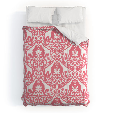 Jacqueline Maldonado Giraffe Damask Salmon Pink Comforter