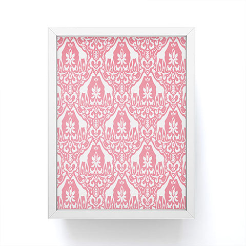 Jacqueline Maldonado Giraffe Damask Salmon Pink Framed Mini Art Print
