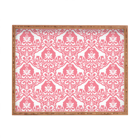 Jacqueline Maldonado Giraffe Damask Salmon Pink Rectangular Tray