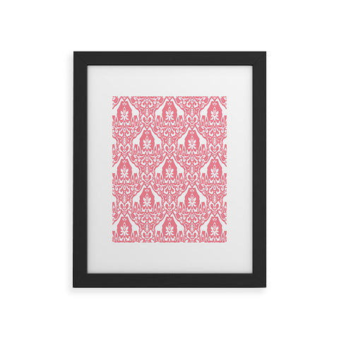 Jacqueline Maldonado Giraffe Damask Salmon Pink Framed Art Print