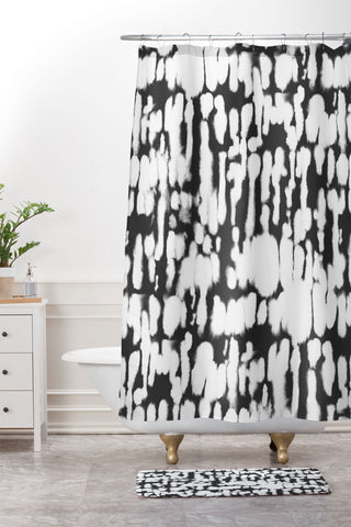 Jacqueline Maldonado Inky Inverse Black and White Shower Curtain And Mat