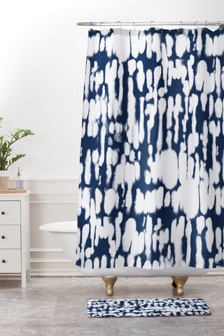 Jacqueline Maldonado Inky Inverse Dark Blue Shower Curtain And Mat