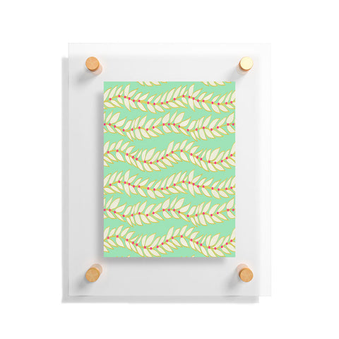 Jacqueline Maldonado Leaf Dot Stripe Mint Floating Acrylic Print
