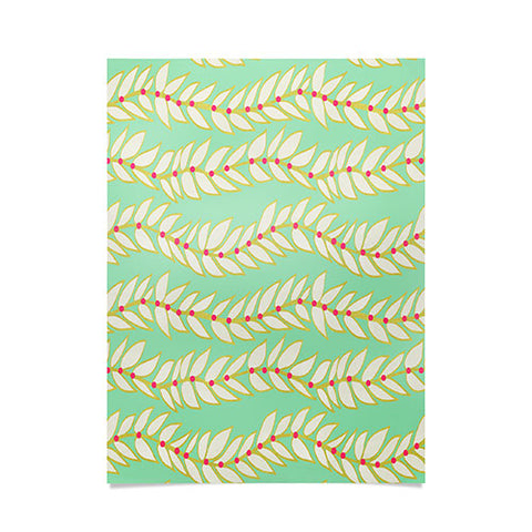 Jacqueline Maldonado Leaf Dot Stripe Mint Poster