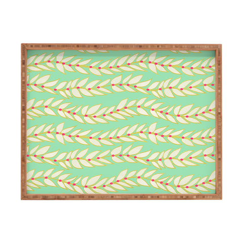 Jacqueline Maldonado Leaf Dot Stripe Mint Rectangular Tray